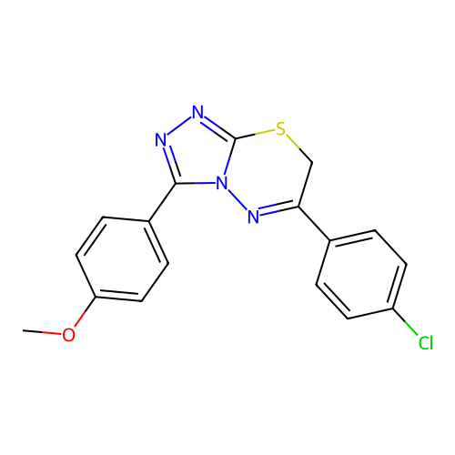 6-(4-chlorophenyl)-3-(4-methoxyphenyl)-7H-[1,2,4]triazolo[3,4-b][1,3,4]thiadiazine structure