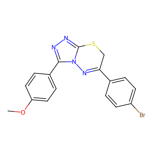 6-(4-bromophenyl)-3-(4-methoxyphenyl)-7H-[1,2,4]triazolo[3,4-b][1,3,4]thiadiazine structure