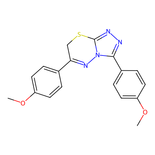 3,6-bis(4-methoxyphenyl)-7H-[1,2,4]triazolo[3,4-b][1,3,4]thiadiazine structure