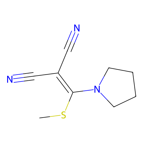 2-[Methylsulfanyl(pyrrolidin-1-yl)methylidene]propanedinitrile structure