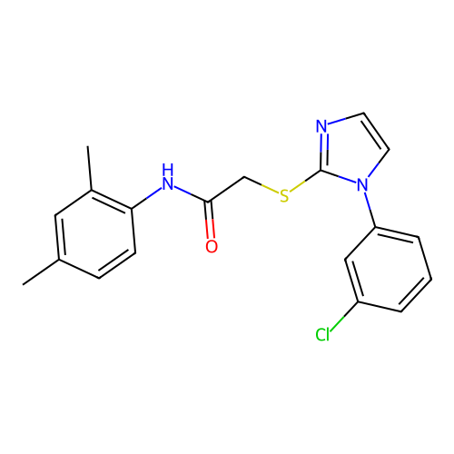 2-[1-(3-chlorophenyl)imidazol-2-yl]sulfanyl-N-(2,4-dimethylphenyl)acetamide structure
