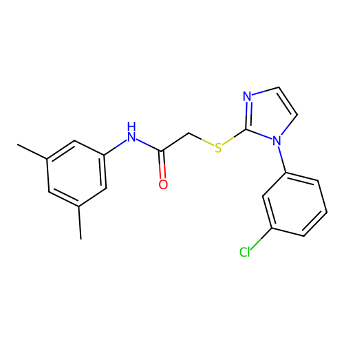 2-((1-(3-chlorophenyl)-1H-imidazol-2-yl)thio)-N-(3,5-dimethylphenyl)acetamide structure