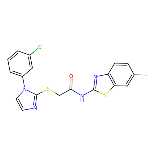 2-{[1-(3-chlorophenyl)-1H-imidazol-2-yl]sulfanyl}-N-(6-methyl-1,3-benzothiazol-2-yl)acetamide structure