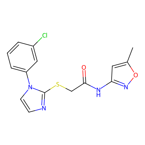 2-{[1-(3-CHLOROPHENYL)-1H-IMIDAZOL-2-YL]SULFANYL}-N-(5-METHYL-1,2-OXAZOL-3-YL)ACETAMIDE structure