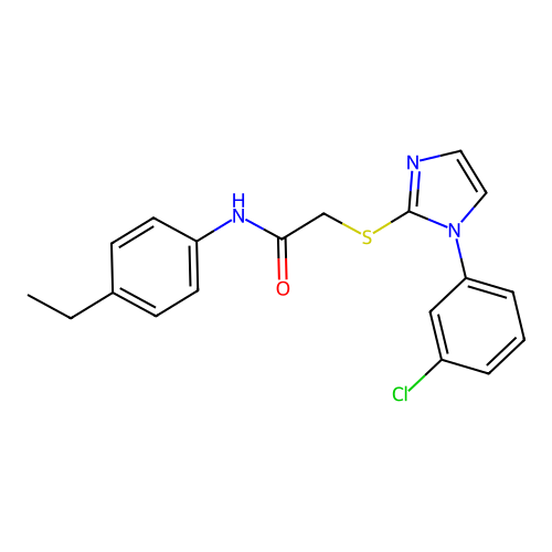 2-((1-(3-chlorophenyl)-1H-imidazol-2-yl)thio)-N-(4-ethylphenyl)acetamide structure