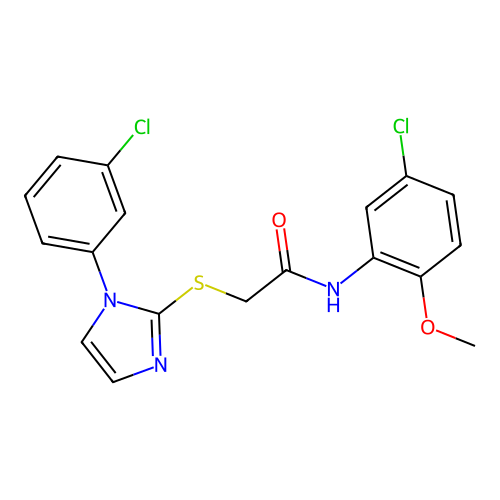 N-(5-chloro-2-methoxyphenyl)-2-{[1-(3-chlorophenyl)-1H-imidazol-2-yl]sulfanyl}acetamide structure