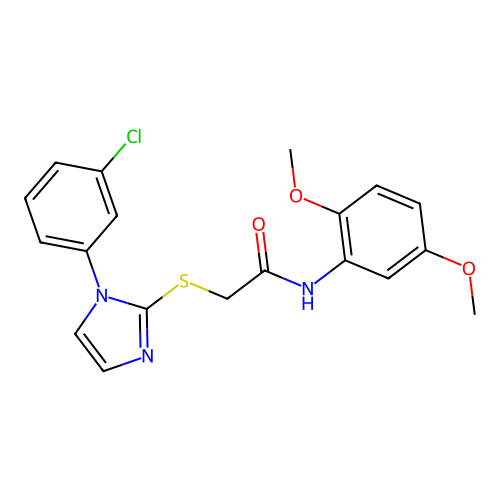 2-[1-(3-chlorophenyl)imidazol-2-yl]sulfanyl-N-(2,5-dimethoxyphenyl)acetamide structure