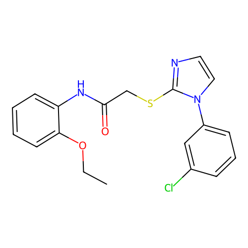 2-[1-(3-chlorophenyl)imidazol-2-yl]sulfanyl-N-(2-ethoxyphenyl)acetamide structure