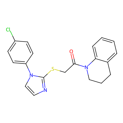 2-{[1-(4-chlorophenyl)-1H-imidazol-2-yl]sulfanyl}-1-(1,2,3,4-tetrahydroquinolin-1-yl)ethan-1-one structure