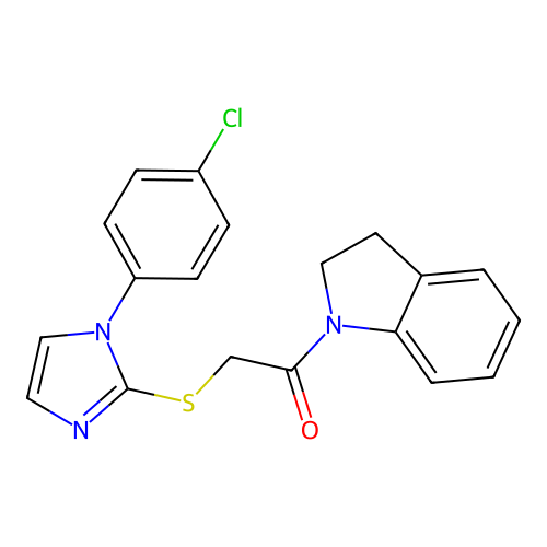 2-[1-(4-Chlorophenyl)imidazol-2-yl]sulfanyl-1-(2,3-dihydroindol-1-yl)ethanone structure