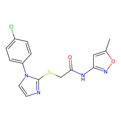 2-((1-(4-chlorophenyl)-1H-imidazol-2-yl)thio)-N-(5-methylisoxazol-3-yl)acetamide structure