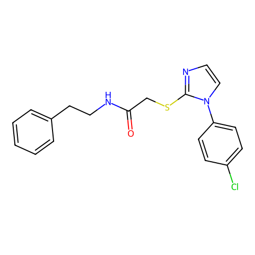 2-((1-(4-chlorophenyl)-1H-imidazol-2-yl)thio)-N-phenethylacetamide structure