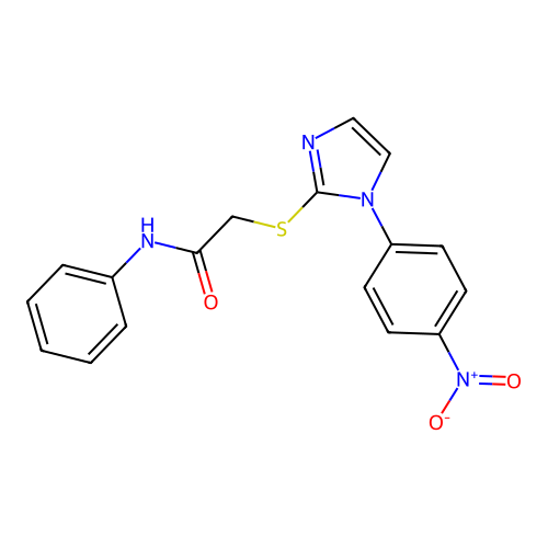 2-[1-(4-nitrophenyl)imidazol-2-yl]sulfanyl-N-phenylacetamide structure