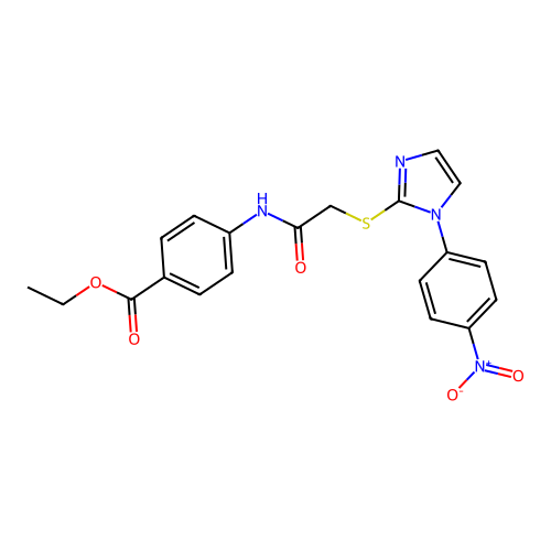 Ethyl 4-[[2-[1-(4-nitrophenyl)imidazol-2-yl]sulfanylacetyl]amino]benzoate structure