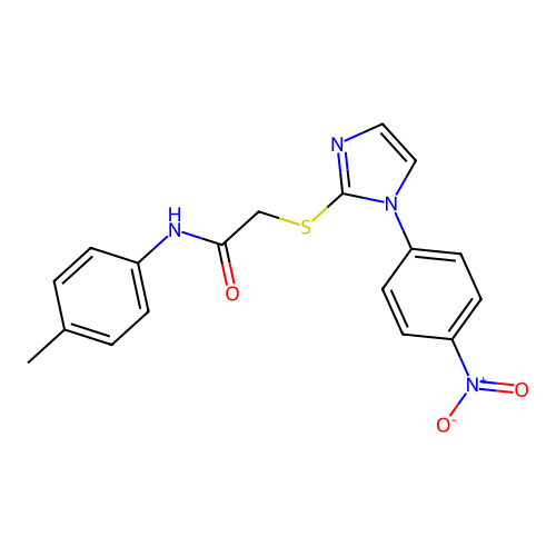 N-(4-methylphenyl)-2-[1-(4-nitrophenyl)imidazol-2-yl]sulfanylacetamide structure