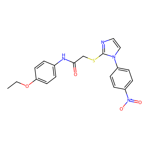 N-(4-ethoxyphenyl)-2-[1-(4-nitrophenyl)imidazol-2-yl]sulfanylacetamide structure