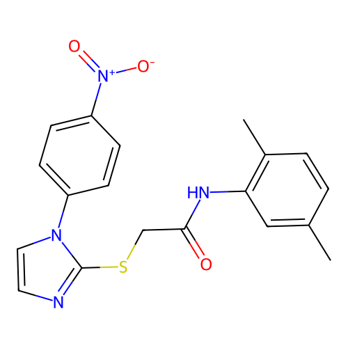N-(2,5-dimethylphenyl)-2-[1-(4-nitrophenyl)imidazol-2-yl]sulfanylacetamide structure