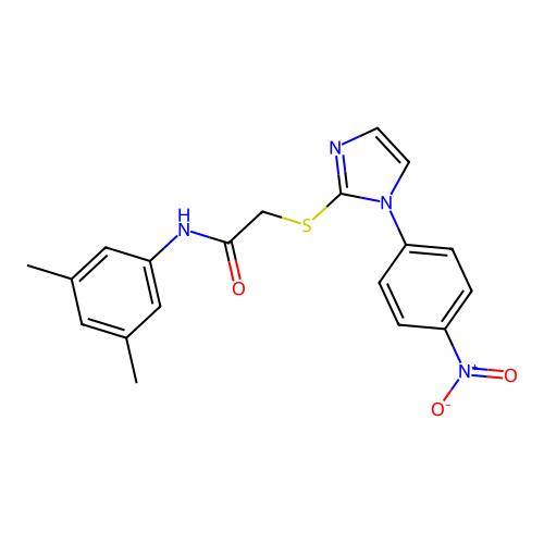 N-(3,5-dimethylphenyl)-2-((1-(4-nitrophenyl)-1H-imidazol-2-yl)thio)acetamide structure
