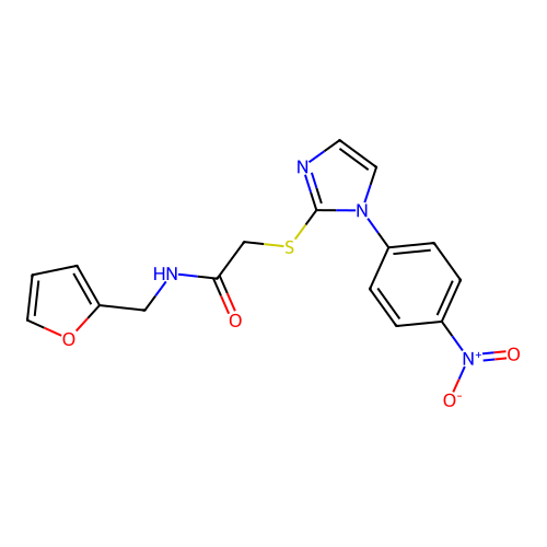 N-(furan-2-ylmethyl)-2-[1-(4-nitrophenyl)imidazol-2-yl]sulfanylacetamide structure