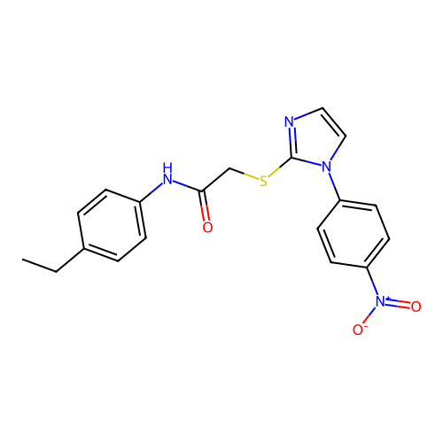N-(4-ethylphenyl)-2-[1-(4-nitrophenyl)imidazol-2-yl]sulfanylacetamide structure