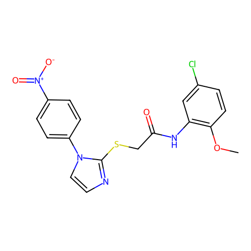 N-(5-chloro-2-methoxyphenyl)-2-{[1-(4-nitrophenyl)-1H-imidazol-2-yl]sulfanyl}acetamide structure