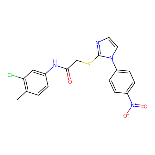 N-(3-chloro-4-methylphenyl)-2-{[1-(4-nitrophenyl)-1H-imidazol-2-yl]sulfanyl}acetamide structure