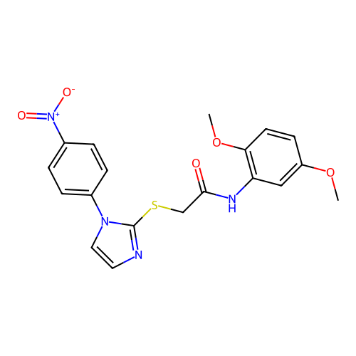 N-(2,5-dimethoxyphenyl)-2-((1-(4-nitrophenyl)-1H-imidazol-2-yl)thio)acetamide structure