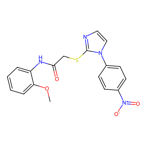 N-(2-methoxyphenyl)-2-[1-(4-nitrophenyl)imidazol-2-yl]sulfanylacetamide structure