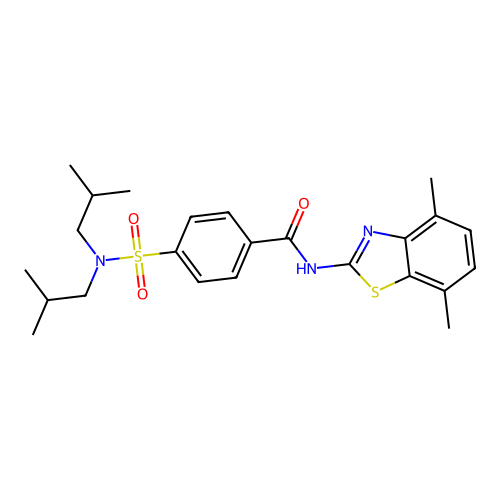 4-[bis(2-methylpropyl)sulfamoyl]-N-(4,7-dimethyl-1,3-benzothiazol-2-yl)benzamide structure