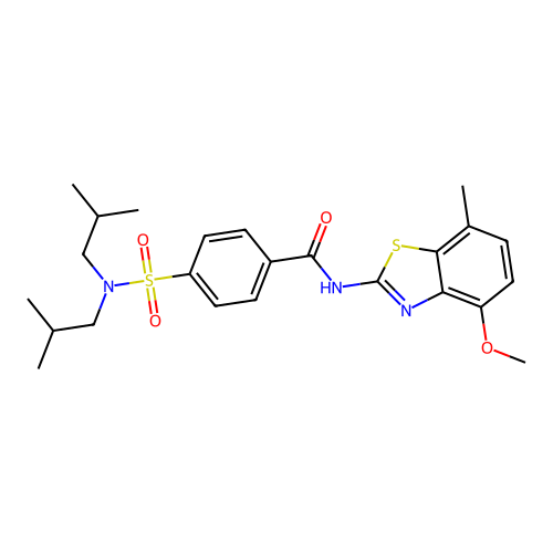 4-[bis(2-methylpropyl)sulfamoyl]-N-(4-methoxy-7-methyl-1,3-benzothiazol-2-yl)benzamide structure