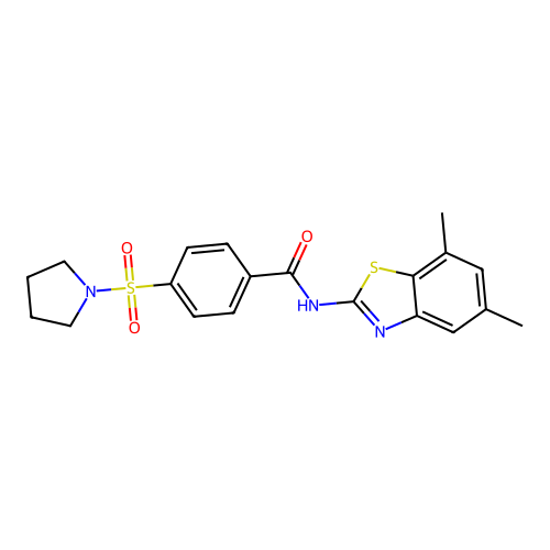 N-(5,7-dimethyl-1,3-benzothiazol-2-yl)-4-pyrrolidin-1-ylsulfonylbenzamide structure