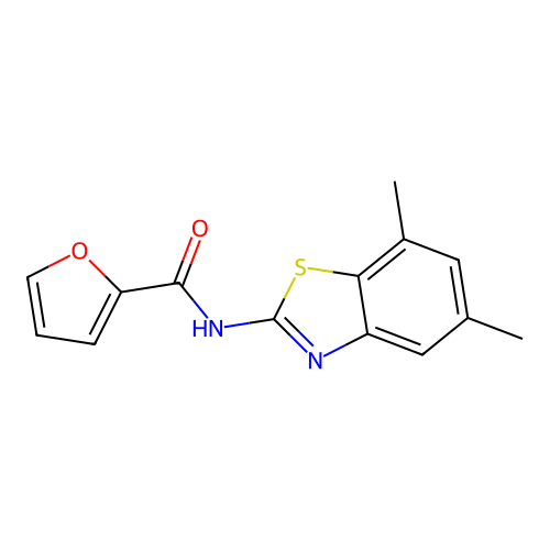 N-(5,7-dimethyl-1,3-benzothiazol-2-yl)furan-2-carboxamide structure