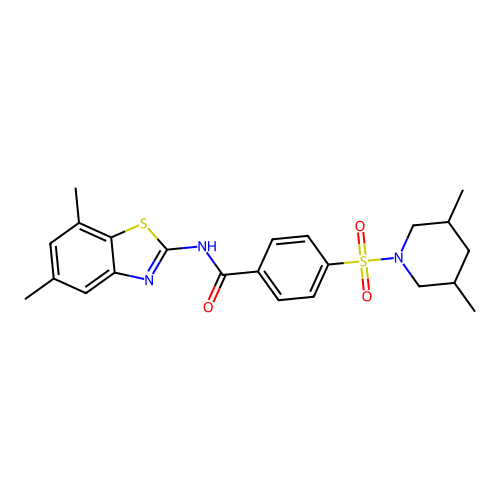 N-(5,7-dimethyl-1,3-benzothiazol-2-yl)-4-[(3,5-dimethylpiperidin-1-yl)sulfonyl]benzamide structure
