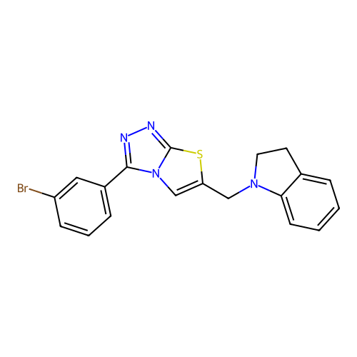 3-(3-Bromophenyl)-6-(indolin-1-ylmethyl)thiazolo[2,3-c][1,2,4]triazole structure