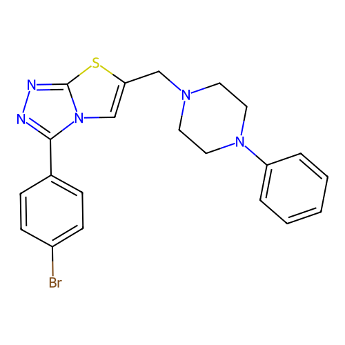 3-(4-bromophenyl)-6-[(4-phenylpiperazin-1-yl)methyl]-[1,3]thiazolo[2,3-c][1,2,4]triazole structure