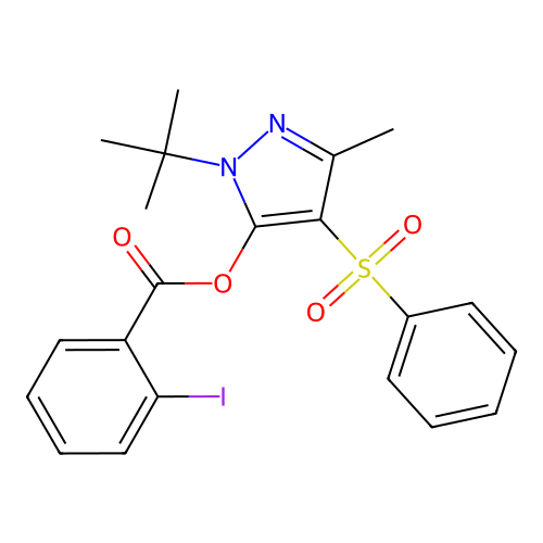 4-(benzenesulfonyl)-1-tert-butyl-3-methyl-1H-pyrazol-5-yl 2-iodobenzoate structure
