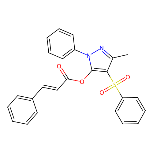 3-methyl-1-phenyl-4-(phenylsulfonyl)-1H-pyrazol-5-yl cinnamate structure