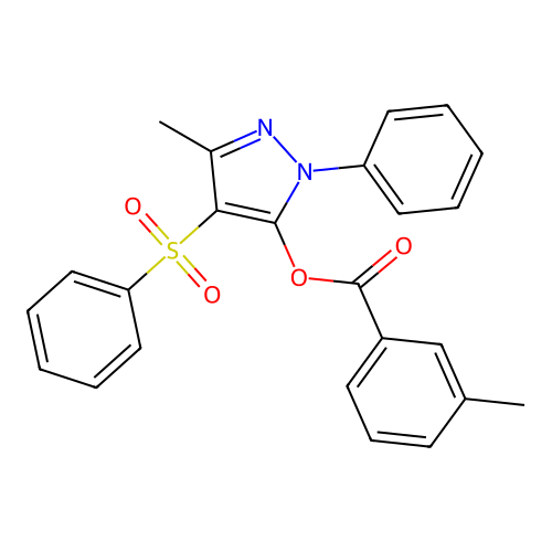 3-methyl-1-phenyl-4-(phenylsulfonyl)-1H-pyrazol-5-yl 3-methylbenzoate structure