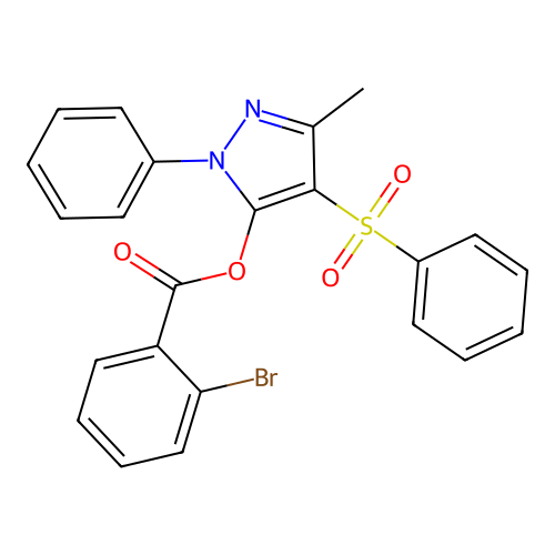 3-methyl-1-phenyl-4-(phenylsulfonyl)-1H-pyrazol-5-yl 2-bromobenzoate structure
