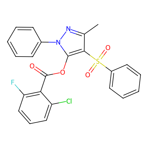 [4-(Benzenesulfonyl)-5-methyl-2-phenylpyrazol-3-yl] 2-chloro-6-fluorobenzoate structure