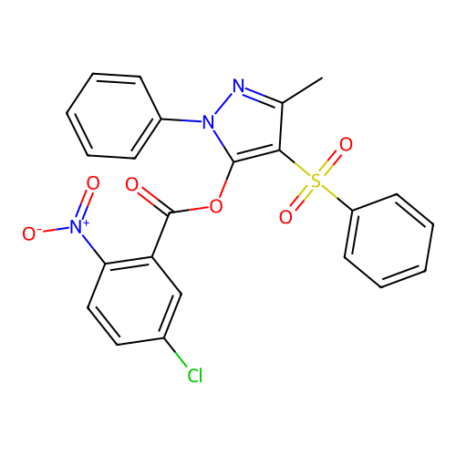 [4-(Benzenesulfonyl)-5-methyl-2-phenylpyrazol-3-yl] 5-chloro-2-nitrobenzoate structure