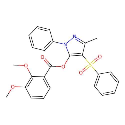3-methyl-1-phenyl-4-(phenylsulfonyl)-1H-pyrazol-5-yl 2,3-dimethoxybenzoate structure