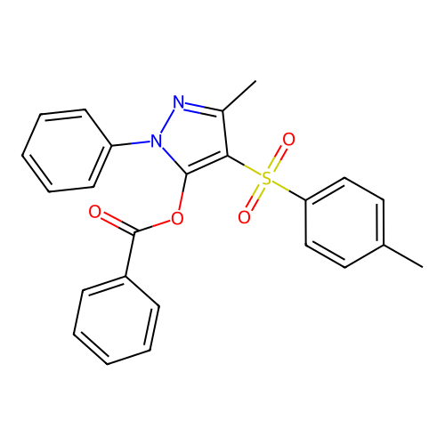 3-methyl-1-phenyl-4-tosyl-1H-pyrazol-5-yl benzoate structure
