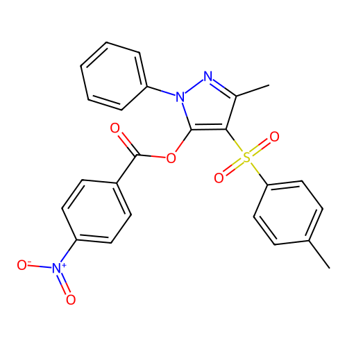 3-methyl-1-phenyl-4-tosyl-1H-pyrazol-5-yl 4-nitrobenzoate structure