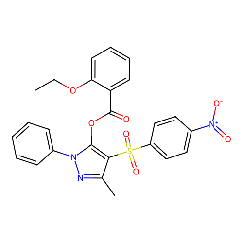 [5-Methyl-4-(4-nitrophenyl)sulfonyl-2-phenylpyrazol-3-yl] 2-ethoxybenzoate structure