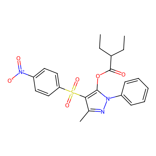 [5-Methyl-4-(4-nitrophenyl)sulfonyl-2-phenylpyrazol-3-yl] 2-ethylbutanoate structure