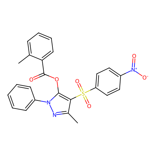 [5-Methyl-4-(4-nitrophenyl)sulfonyl-2-phenylpyrazol-3-yl] 2-methylbenzoate structure