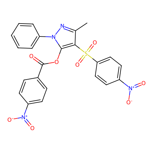 [5-Methyl-4-(4-nitrophenyl)sulfonyl-2-phenylpyrazol-3-yl] 4-nitrobenzoate structure