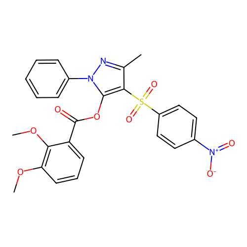 [5-Methyl-4-(4-nitrophenyl)sulfonyl-2-phenylpyrazol-3-yl] 2,3-dimethoxybenzoate structure