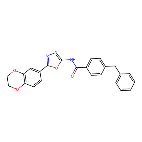 4-benzyl-N-[5-(2,3-dihydro-1,4-benzodioxin-6-yl)-1,3,4-oxadiazol-2-yl]benzamide structure
